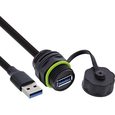 InLine USB-A-kabelanslutning, IP68-skyddad, USB-A-buss till kontakt, 50 cm kabel integrerad, väderbeständig USB-anslutning för teknik och utomhus, 69927S InLine USB-A-kabelanslutning, IP68-skyddad, USB-A-buss till kontakt, 50 cm kabel integrerad, väderbeständig USB-anslutning för teknik och utomhus, 69927S