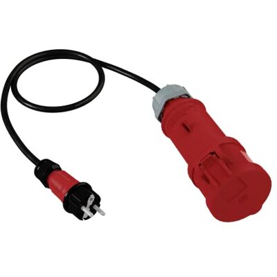 Doktorvolt adapter 1 m 230 V unischuko-kontakt till starkström 32 A 230 V 5P-koppling Doktorvolt adapter 1 m 230 V unischuko-kontakt till starkström 32 A 230 V 5P-koppling