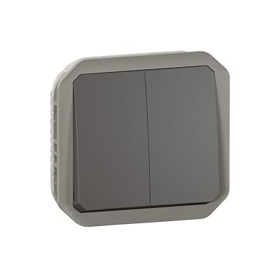 Legrand Dubbel 10A strömbrytare eller strömbrytare, plexo vattentät IP55 kompositbelysning för installation med låda eller ram antracit 069805LE Legrand Dubbel 10A strömbrytare eller strömbrytare, plexo vattentät IP55 kompositbelysning för installation med låda eller ram antracit 069805LE