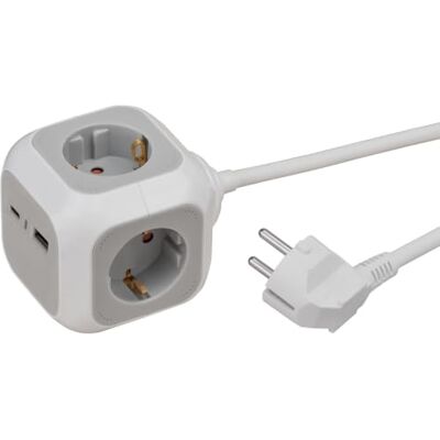 Brennenstuhl ALEA-Power USB-laddare Uttagsblock 4-faldig Uttagskub med 1x USB A 18W och 1x USB C 20W, 1,4m kabel och förhöjt beröringsskydd Brennenstuhl ALEA-Power USB-laddare Uttagsblock 4-faldig Uttagskub med 1x USB A 18W och 1x USB C 20W, 1,4m kabel och förhöjt beröringsskydd