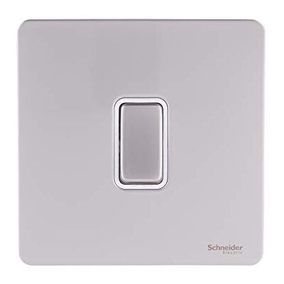 Schneider Electric GU2410WPN Ultimat skruvlös platt platta, 2-polig switch, 1 gäng, pärlnickel paket med 1 Schneider Electric GU2410WPN Ultimat skruvlös platt platta, 2-polig switch, 1 gäng, pärlnickel paket med 1