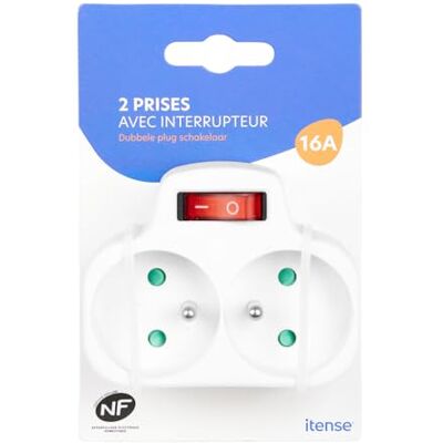 ITENSE Strömkontakt, multiuttag biplit-kontakt 2 uttag strömstyrka: 2 x 16 A med strömbrytare vägguttag färg: vit spänning: 230 V ITENSE Strömkontakt, multiuttag biplit-kontakt 2 uttag strömstyrka: 2 x 16 A med strömbrytare vägguttag färg: vit spänning: 230 V