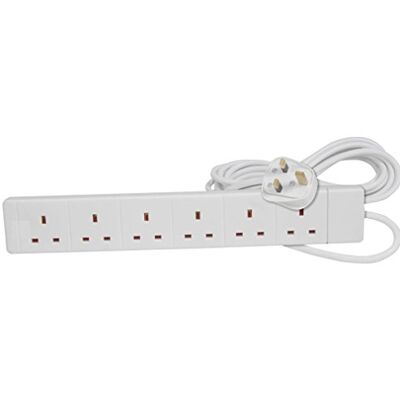PRO-ELEC PRO ELEC PELB1526 6 gängad förlängningssladd vit, 2 m PRO-ELEC PRO ELEC PELB1526 6 gängad förlängningssladd vit, 2 m