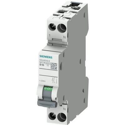 Siemens 5SL60166 säkerhetsbrytare 6kA B16 1P+N kompakt i 1TE 230V, MCB, automatsäkring Siemens 5SL60166 säkerhetsbrytare 6kA B16 1P+N kompakt i 1TE 230V, MCB, automatsäkring