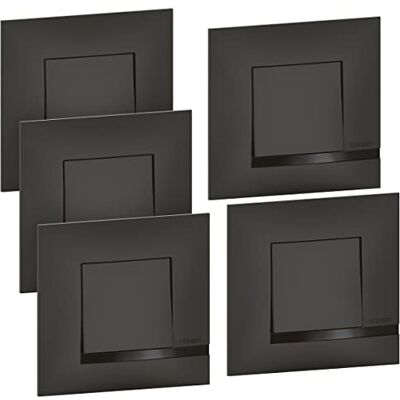 Legrand BTicino set med 5 växlar eller av-på-och av-omkopplare Altege 10AX 250V med automatisk terminalanslutning levereras komplett med svart natt och fästklor för renovering Legrand BTicino set med 5 växlar eller av-på-och av-omkopplare Altege 10AX 250V med automatisk terminalanslutning levereras komplett med svart natt och fästklor för renovering