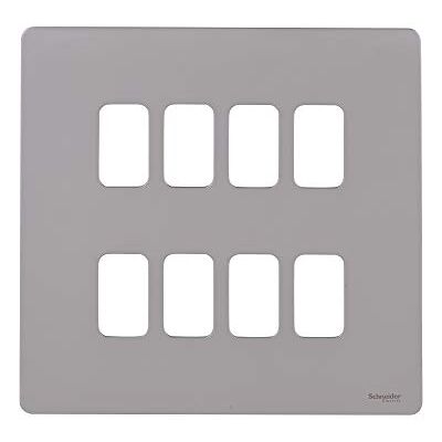 Schneider Electric GUGS08GPN ultimat gallersystem skruvlös platta, 8 gäng, pärla nickel paket med 1 Schneider Electric GUGS08GPN ultimat gallersystem skruvlös platta, 8 gäng, pärla nickel paket med 1