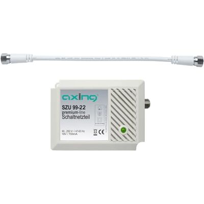 Axing SZU 99-09N strömförsörjning 18 V 700 mA för multibrytare och huvudförstärkare, F-kontakt, anslutningskabel 30 cm Axing SZU 99-09N strömförsörjning 18 V 700 mA för multibrytare och huvudförstärkare, F-kontakt, anslutningskabel 30 cm