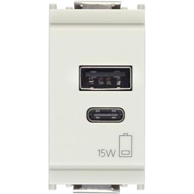 VIMAR 16292.AC.15.B Idea USB-strömförsörjning 15 W 3 A 5 V för elektroniska enheter, USB A och USB C-utgångar VIMAR 16292.AC.15.B Idea USB-strömförsörjning 15 W 3 A 5 V för elektroniska enheter, USB A och USB C-utgångar