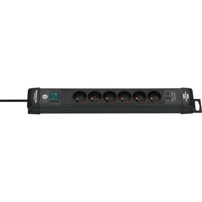 Brennenstuhl Premium-Line grenuttag med 6 uttag och USB C PD 30 W och USB A 18 W (tillverkad i Tyskland, grenuttag med 3 m kabel och strömbrytare, vägguttag) svart Brennenstuhl Premium-Line grenuttag med 6 uttag och USB C PD 30 W och USB A 18 W (tillverkad i Tyskland, grenuttag med 3 m kabel och strömbrytare, vägguttag) svart
