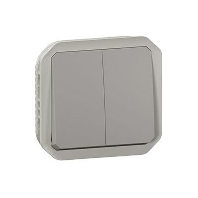Legrand Dubbel 10A strömbrytare eller strömbrytare, plexo vattentät IP55 kompositbelysning för installation med låda eller ram grå 069525LE Legrand Dubbel 10A strömbrytare eller strömbrytare, plexo vattentät IP55 kompositbelysning för installation med låda eller ram grå 069525LE