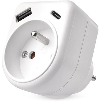 EMOS enkeluttag med USB-A och USB-C-kontakt, max 3 A/15 W uttagsadapter för inomhusbruk (IP20) vit 250 V/16 A/3680 W EMOS enkeluttag med USB-A och USB-C-kontakt, max 3 A/15 W uttagsadapter för inomhusbruk (IP20) vit 250 V/16 A/3680 W
