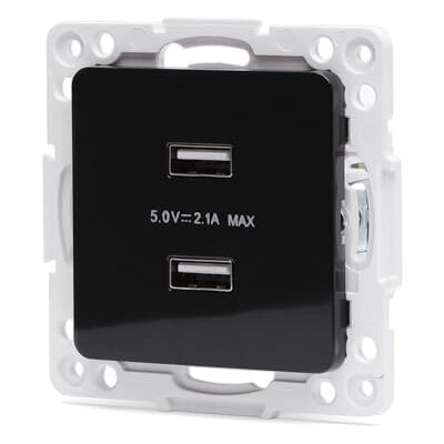 VoltShine Adapterdel för 2 USB-uttag i tysk och fransk stil, svart färg. Perfekt för att ansluta dina elektroniska enheter effektivt och modernt. Förbättra din anslutning idag! VoltShine Adapterdel för 2 USB-uttag i tysk och fransk stil, svart färg. Perfekt för att ansluta dina elektroniska enheter effektivt och modernt. Förbättra din anslutning idag!