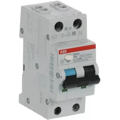 ABB FI/LS-omkopplare 6kA, 1p+N DS201A-B25/0,03 ABB FI/LS-omkopplare 6kA, 1p+N DS201A-B25/0,03