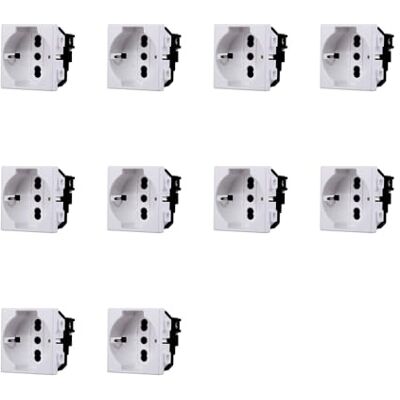 ElektroNova Schuko uttag 2P+T 10/16A 230V kompatibel Bticino Matix vit 10-pack ElektroNova Schuko uttag 2P+T 10/16A 230V kompatibel Bticino Matix vit 10-pack