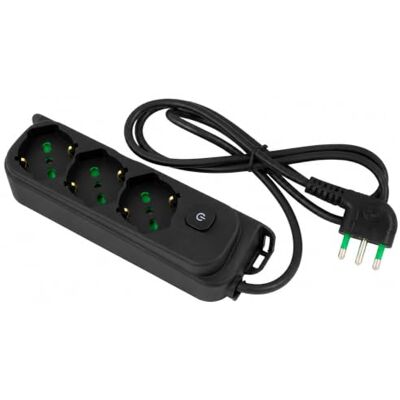 Fanton Flera grenuttag OMEGA 40461, 3 uttag bypass/Schuko med strömbrytare – kabel 1,5 m – italiensk kontakt 16 A vinklad – färg svart Fanton Flera grenuttag OMEGA 40461, 3 uttag bypass/Schuko med strömbrytare – kabel 1,5 m – italiensk kontakt 16 A vinklad – färg svart