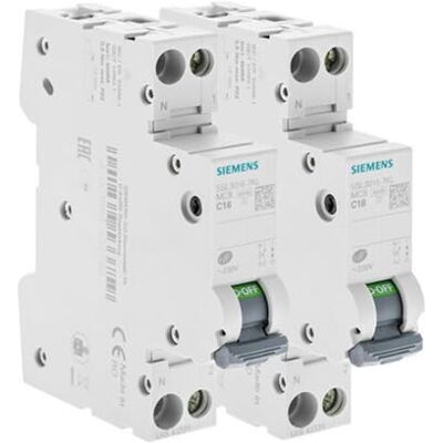 Siemens set med 2 fas + neutral 16A elektriska brytare Siemens set med 2 fas + neutral 16A elektriska brytare