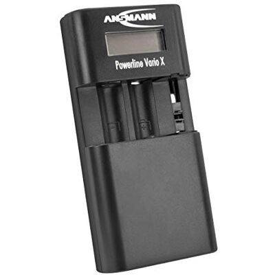 Ansmann Powerline Vario X batteriladdare, lämplig för kamera-batteripaket av Li-Ion, LiPo, NiMH eller 2 x Mignon AA eller 2 x mikroAAA-batterier justerbar höjd på laddningsfacket Ansmann Powerline Vario X batteriladdare, lämplig för kamera-batteripaket av Li-Ion, LiPo, NiMH eller 2 x Mignon AA eller 2 x mikroAAA-batterier justerbar höjd på laddningsfacket