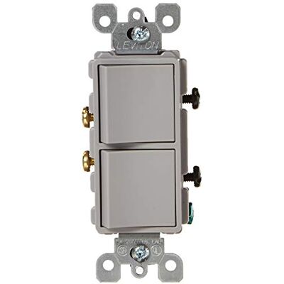 Leviton 15 Amp, 120/277 Volt, Decora Brand Style Single-Pole, AC Combination Switch, Commercial Grade, Grounding, 5634-GY, Gray Leviton 15 Amp, 120/277 Volt, Decora Brand Style Single-Pole, AC Combination Switch, Commercial Grade, Grounding, 5634-GY, Gray