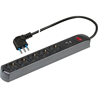 Poly Pool PP2536.2 Ciabatta Elektriskt Multiuttag 5 Sockets Schuko Multistandard Bivalent 10/16A + 2USB (A+C)- Utrymmesbesparande kontakt 10A Multikontakt med 1 omkopplare Tofflor med svart Poly Pool PP2536.2 Ciabatta Elektriskt Multiuttag 5 Sockets Schuko Multistandard Bivalent 10/16A + 2USB (A+C)- Utrymmesbesparande kontakt 10A Multikontakt med 1 omkopplare Tofflor med svart