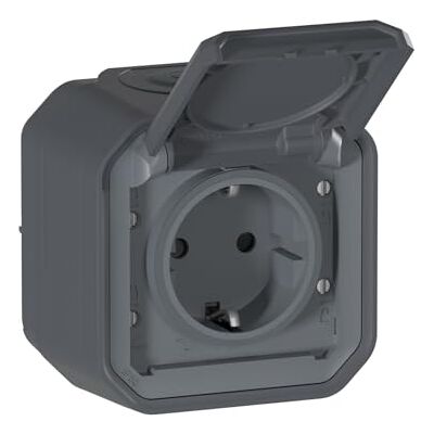 Legrand 16A elcykelladdningsuttag med markkontakt – plexo – vattentät IP55 – ytmontering – antracit – 069784LE Legrand 16A elcykelladdningsuttag med markkontakt – plexo – vattentät IP55 – ytmontering – antracit – 069784LE
