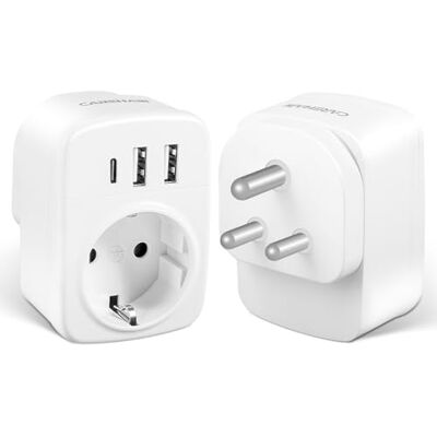 Carehabi Adapter Sydafrika Reseadapter Indien med 3 USB-A och 1 USB-C Europa Spanien för Sydafrika Indien Sri Lanka Namibia Nepal, typ M Carehabi Adapter Sydafrika Reseadapter Indien med 3 USB-A och 1 USB-C Europa Spanien för Sydafrika Indien Sri Lanka Namibia Nepal, typ M