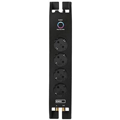 EMOS P54222 4 grenuttag med överspänningsskydd, 2 m kabel med strömbrytare och LED-display, skyddande kontakt flera uttag, 1800 J, utflöde 15000 A EMOS P54222 4 grenuttag med överspänningsskydd, 2 m kabel med strömbrytare och LED-display, skyddande kontakt flera uttag, 1800 J, utflöde 15000 A