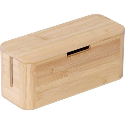 Relaxdays Kabelbox för grenuttag, bambu, magnetlock, HBT 14,5 x 34 x 11 cm, dold kabel, uttagslåda, natur Relaxdays Kabelbox för grenuttag, bambu, magnetlock, HBT 14,5 x 34 x 11 cm, dold kabel, uttagslåda, natur