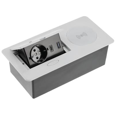GTV möbeluttag AVARO Plus, kompakt uttag med 5 W induktionsladdare, USB-A och USB-C, finns i vitt, svart, aluminium, perfekt för hemmakontor och kontor GTV möbeluttag AVARO Plus, kompakt uttag med 5 W induktionsladdare, USB-A och USB-C, finns i vitt, svart, aluminium, perfekt för hemmakontor och kontor