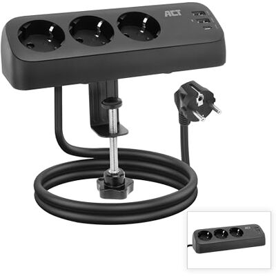 ACT Skrivbordsgrenuttag med 3 typ-F-uttag, 30 W Power Delivery, USB-typ C/A-kontakter, kabellängd 1,5 meter AC2480 ACT Skrivbordsgrenuttag med 3 typ-F-uttag, 30 W Power Delivery, USB-typ C/A-kontakter, kabellängd 1,5 meter AC2480
