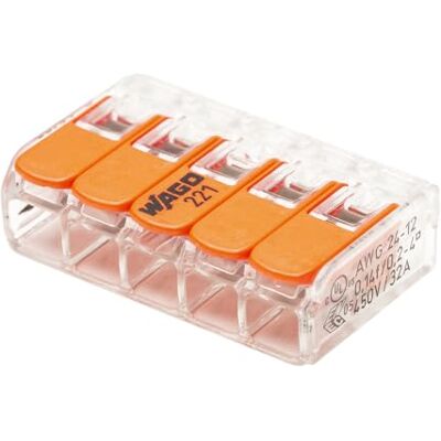 WAGO Kartong med 50 221 automatiska klämmor med spakar – 5 ledare WAGO Kartong med 50 221 automatiska klämmor med spakar – 5 ledare