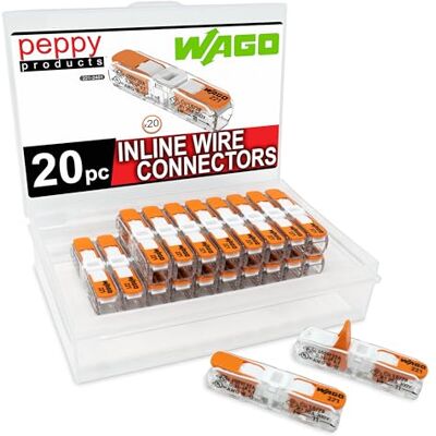 Peppy Products WAGO 221-2401 lyftmuttrar kompakta splittrande inline-trådkontakter med fodral 20 st Peppy Products WAGO 221-2401 lyftmuttrar kompakta splittrande inline-trådkontakter med fodral 20 st