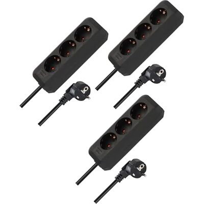 Brennenstuhl Eco-Line grenuttag 3-facks, 3-pack (grenuttag med förstärkt beröringsskydd och 1,5 m kabel) svart Brennenstuhl Eco-Line grenuttag 3-facks, 3-pack (grenuttag med förstärkt beröringsskydd och 1,5 m kabel) svart