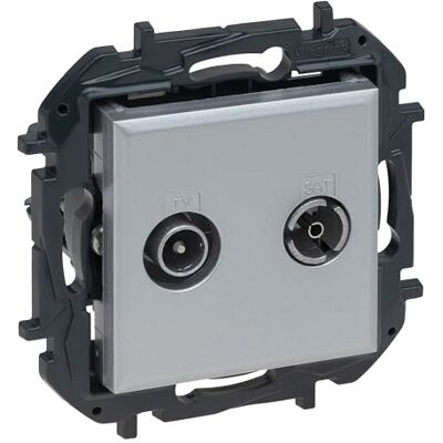 Legrand TV-R/SAT Komponerbart mellanliggande uttag för infälld installation, Niloé Step-sortiment, aluminiumfärg, 398316B Legrand TV-R/SAT Komponerbart mellanliggande uttag för infälld installation, Niloé Step-sortiment, aluminiumfärg, 398316B