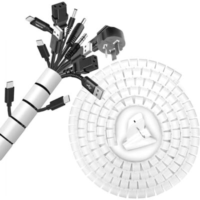 AiQInu 3 m kabelskydd, 2 stycken 22–28 mm kabelslang flexibel med 1 kabelklämma, spiralslang kabelslang för skrivbord, TV, PC-golv AiQInu 3 m kabelskydd, 2 stycken 22–28 mm kabelslang flexibel med 1 kabelklämma, spiralslang kabelslang för skrivbord, TV, PC-golv