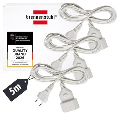 Brennenstuhl 3-pack förlängningskabel i plast (förlängningskabel för inomhusbruk, 5m kabel, med Euro-kontakt och koppling) vit Brennenstuhl 3-pack förlängningskabel i plast (förlängningskabel för inomhusbruk, 5m kabel, med Euro-kontakt och koppling) vit