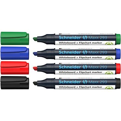 Schneider 293 board/flipkartspenna (påfyllbar, 2–5 mm) 4 etui svart/röd/blå/grön Schneider 293 board/flipkartspenna (påfyllbar, 2–5 mm) 4 etui svart/röd/blå/grön