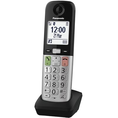 Panasonic KX-TGUA40EXB extra handenhet för trådlösa digitala telefoner KX-TGU430/KX-TGU410, LCD-skärm, favoritsamtal, kompatibel med hörapparater, huvudenhet krävs, svart och silver Panasonic KX-TGUA40EXB extra handenhet för trådlösa digitala telefoner KX-TGU430/KX-TGU410, LCD-skärm, favoritsamtal, kompatibel med hörapparater, huvudenhet krävs, svart och silver