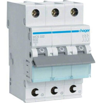 Hager MCS332 LS-omkopplare 3P 6kA C-32A QC Quick Connect 1M Hager MCS332 LS-omkopplare 3P 6kA C-32A QC Quick Connect 1M