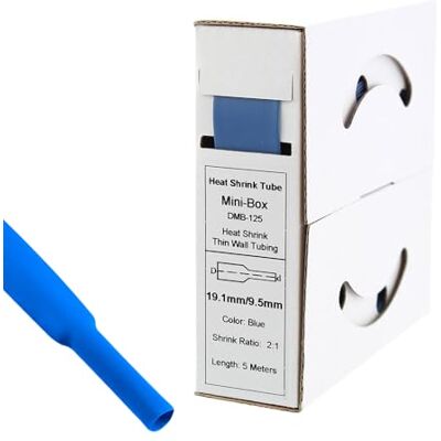 Offgridtec 5 m krympslang med lim 19,1 mm > 9,5 mm krympningshastighet, dubbel vägg, halogenfri, flamhämmande, vattentät kabelisolering, lätt att kapa, inklusive dispenserlåda, blå Offgridtec 5 m krympslang med lim 19,1 mm > 9,5 mm krympningshastighet, dubbel vägg, halogenfri, flamhämmande, vattentät kabelisolering, lätt att kapa, inklusive dispenserlåda, blå