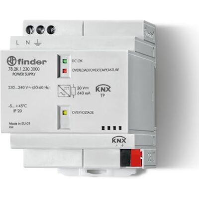 Finder Strömbrytare för KNX-system med 30 V DC-utgång – 640 mA Serie 78 Finder Strömbrytare för KNX-system med 30 V DC-utgång – 640 mA Serie 78