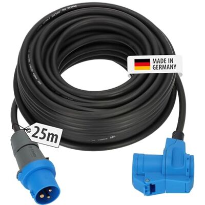 Brennenstuhl camping CEE-förlängningskabel med CEE-kontakt och vinkelkoppling inkl. jordad kombikontakt (25m kabel i svart, 230V/16A, för utomhusbruk, Made in Germany) Brennenstuhl camping CEE-förlängningskabel med CEE-kontakt och vinkelkoppling inkl. jordad kombikontakt (25m kabel i svart, 230V/16A, för utomhusbruk, Made in Germany)