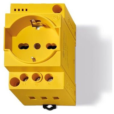 Finder Schuko + tvåpassuttag Italiana – gul – utan LED – spänning i uttaget Finder Schuko + tvåpassuttag Italiana – gul – utan LED – spänning i uttaget