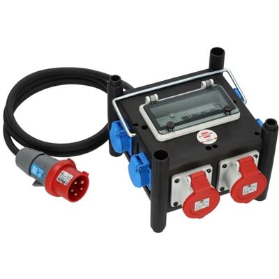 Brennenstuhl kompakt gummi byggströmfördelare BSV 3 IP44 med certifierade automatsäkringar och FI‑jordfelsbrytare typ B (2m RN‑kabel, 2x CEE 400V/16A, 5x 230V/16A, Made in Germany) Brennenstuhl kompakt gummi byggströmfördelare BSV 3 IP44 med certifierade automatsäkringar och FI‑jordfelsbrytare typ B (2m RN‑kabel, 2x CEE 400V/16A, 5x 230V/16A, Made in Germany)