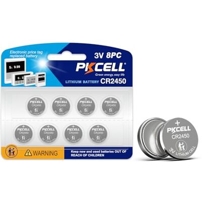 PKCELL CR2450 batterier litium knappceller 3,0 V 600 mAh för bilnycklar, fjärrkontroller, 8 stycken PKCELL CR2450 batterier litium knappceller 3,0 V 600 mAh för bilnycklar, fjärrkontroller, 8 stycken