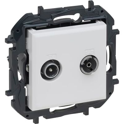 Legrand TV-R/SAT Komponerbart mellanliggande uttag för infälld installation, Niloé Step-sortiment, vit, 398315B Legrand TV-R/SAT Komponerbart mellanliggande uttag för infälld installation, Niloé Step-sortiment, vit, 398315B