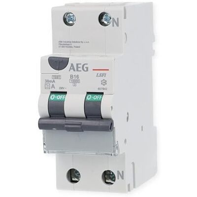 AEG LSFI B16/030 FI/LS Schalter, 16A, 30mA, 2-polig, Typ A (4TQA607842R0000) AEG LSFI B16/030 FI/LS Schalter, 16A, 30mA, 2-polig, Typ A (4TQA607842R0000)