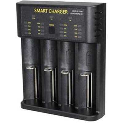 VoltShine Uppladdningsbar Li-Ion/Ni-MH/Ni-CDhasta 4 batterier samtidigtkompatibel med upp till 5 olika batteristorlekar (USB-universell) VoltShine Uppladdningsbar Li-Ion/Ni-MH/Ni-CDhasta 4 batterier samtidigtkompatibel med upp till 5 olika batteristorlekar (USB-universell)