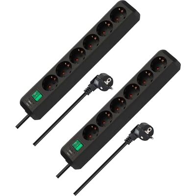 Brennenstuhl Eco-Line, grenuttag 6-uttag, 2-pack (grenuttag med förstärkt beröringsskydd, strömbrytare och 3 m kabel) svart Brennenstuhl Eco-Line, grenuttag 6-uttag, 2-pack (grenuttag med förstärkt beröringsskydd, strömbrytare och 3 m kabel) svart