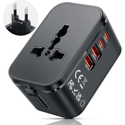 Romon Universell nätadapter, universell reseadapter med 2 USB-A och 2 USB-C, internationell för EU Storbritannien och Australien, ström för telefoner och bärbara datorer Romon Universell nätadapter, universell reseadapter med 2 USB-A och 2 USB-C, internationell för EU Storbritannien och Australien, ström för telefoner och bärbara datorer