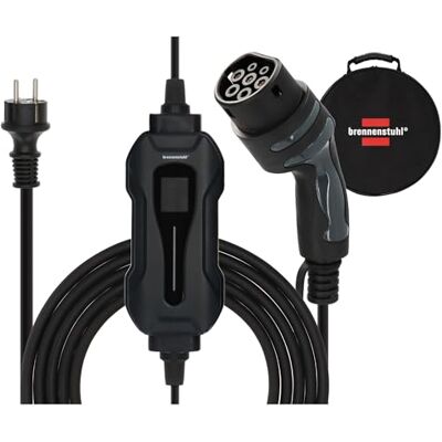 Brennenstuhl portabel EV-laddare typ 2 skyddskontakt (mobil laddstation 10A, 2,3kW, 8m, IP44, enfas, display, för el- och hybridfordon BEV/PHEV, med transportväska) Brennenstuhl portabel EV-laddare typ 2 skyddskontakt (mobil laddstation 10A, 2,3kW, 8m, IP44, enfas, display, för el- och hybridfordon BEV/PHEV, med transportväska)